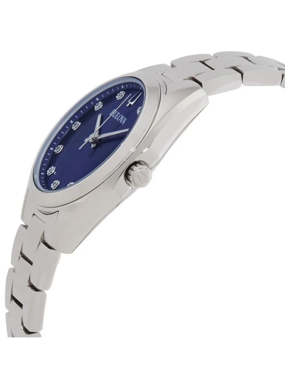 NWT Bulova Surveyor Quartz Diamond Blue Dial Ladies Watch
